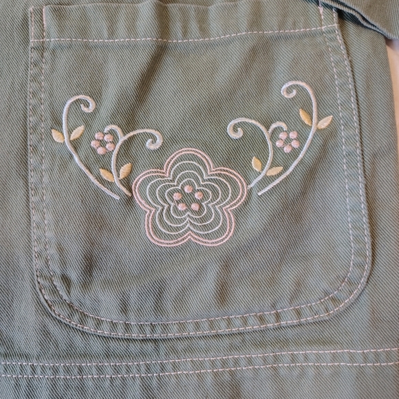 Tudor Court Embroidered Green Jean Jacket Size L - Picture 4 of 8